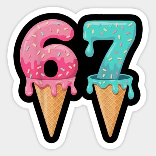 Baseball Drip Ice Cream 6-7 | Baseball Lifestyle 101 | Funny Summer Baseball Meme Design Sticker